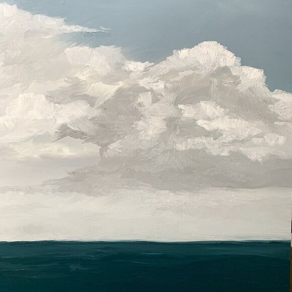 Original Seascape Oil Painting Ocean & Sky Clouds Coastal Wall Art 16x20" Signed - Picture 5 of 9